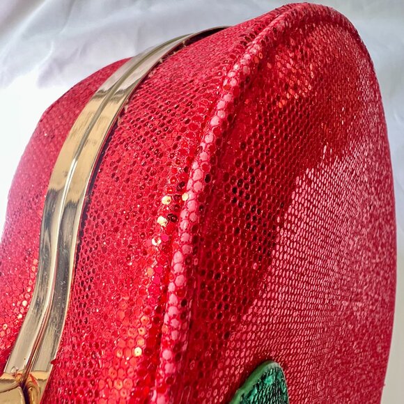 Red Sequins Apple Design Women's Gold Shoulder Clutch Bag Snow White Costume - Picture 10 of 14